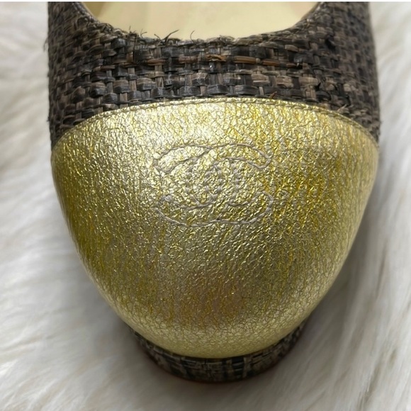 ⚜️New CHANEL Beautiful Tweed Cap Toe Platform Shoes Pumps 39.5 Authenticated - Picture 4 of 16